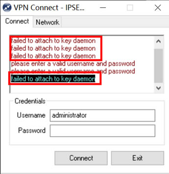 ShrewSoft VPN oBӈe“Fail to attach to key daemon”