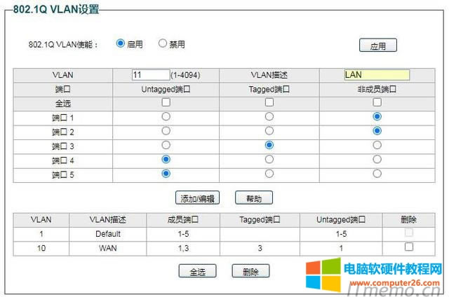 OWLAN,VLAN̖11VLANLAN,Untagged˿ڞ4.5Tagged˿ڞ3