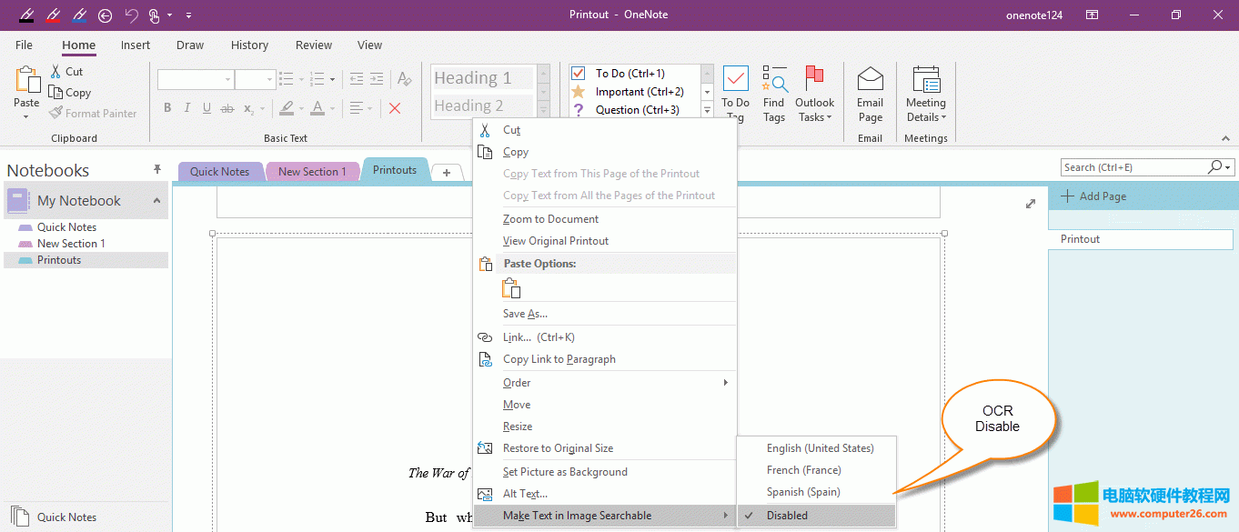 OneNote DƬַRe OCR