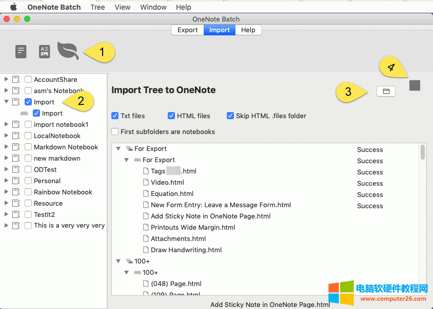 使用蘋果版批量處理器 OneNote Batch for Mac 導入樹