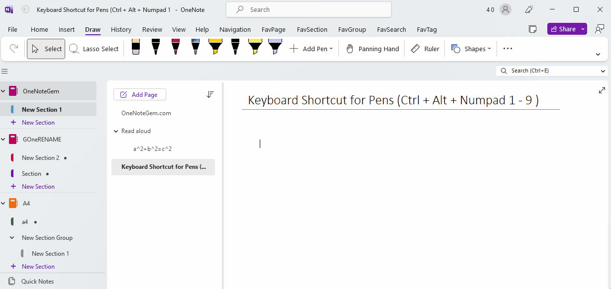 ʹ OneNote Gem – Favorites ṩĿIГQ OneNote 2021 еͮP