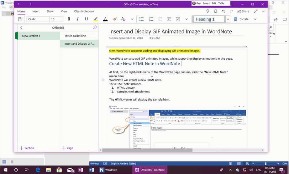 ʹ Gem Menu for OneNote UWP 鹦 OneNote ăݵ WordNote 