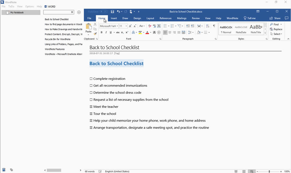 b Office 365t WordNote Խ Word 365 LDM֌