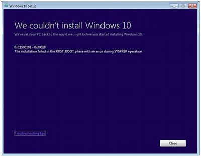 Win10ʾC1900101-30018e`