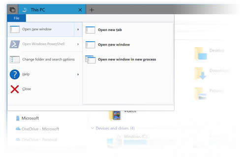 標簽在Windows10的文件瀏覽器選項卡的經驗