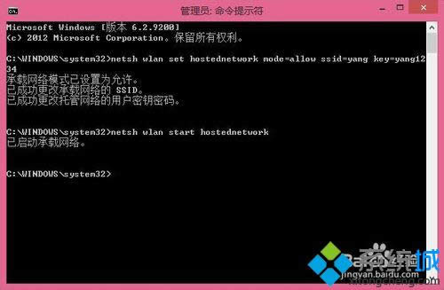 ݔ룺netsh wlan start hostednetwork
