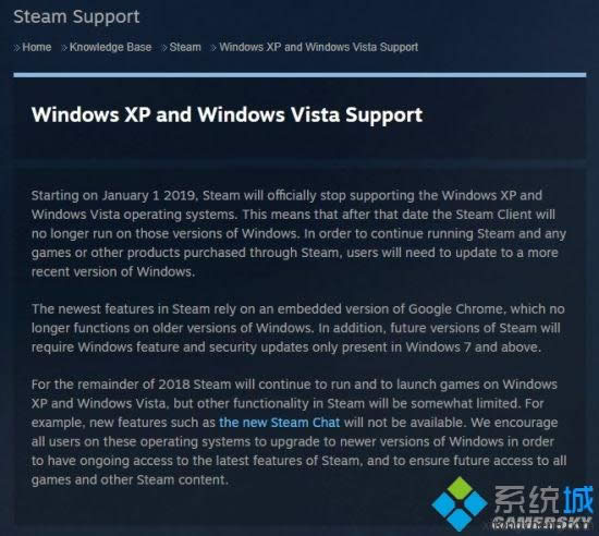 SteamΑƽ_ֹͣWindows XPWindows Vistaϵy֧